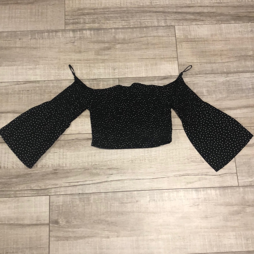 Garage black off the shoulder crop top